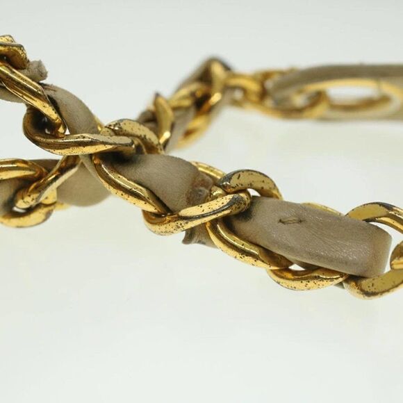 CHANEL Matelasse Chain Shoulder Bag Lamb Skin Beige CC - Picture 10 of 15